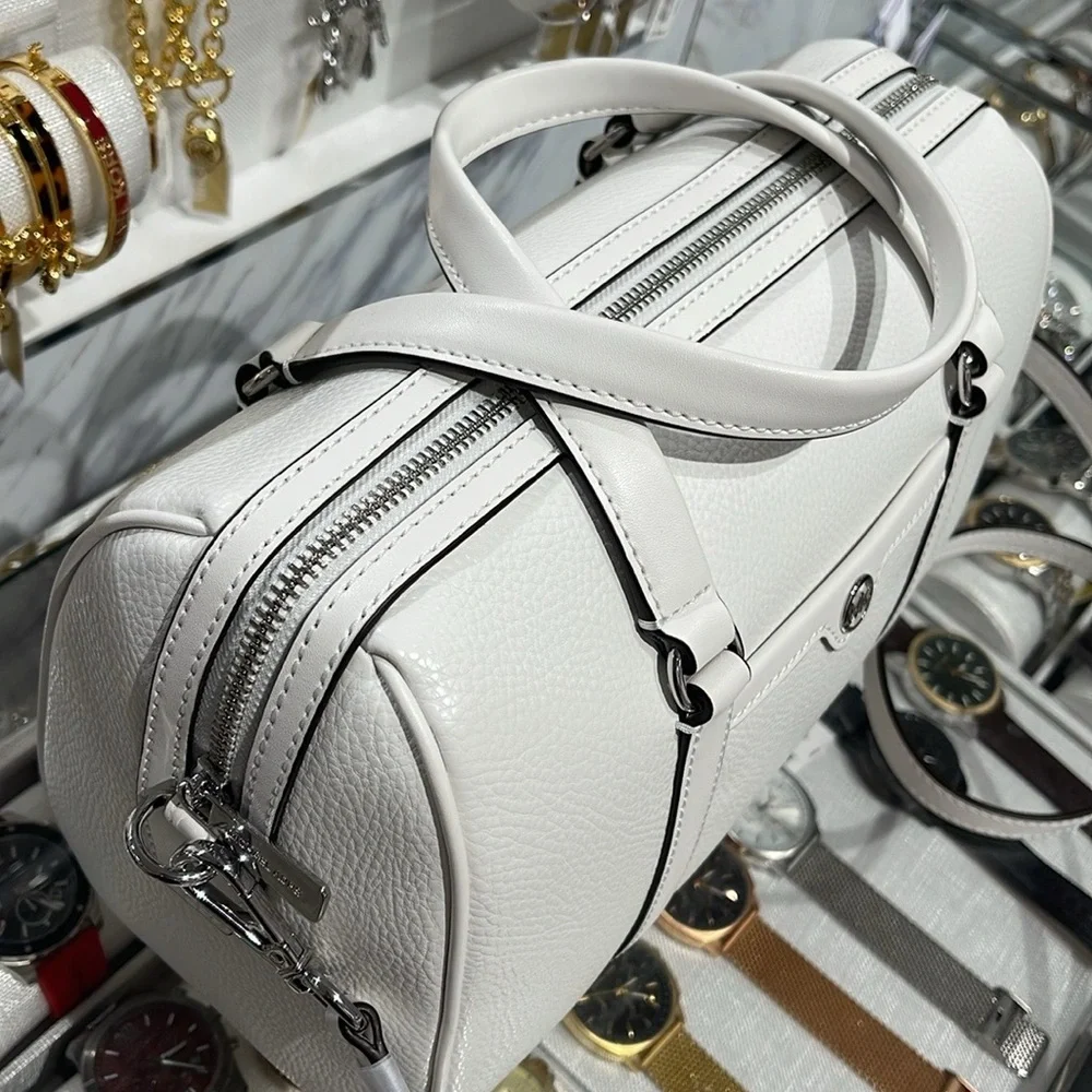 MICHAEL KORS JST TRAVEL MD DUFFLE SATCHEL SHOULDER CROSSBODY BAG MK  OPTIC WHITE